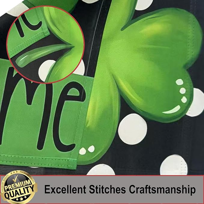 Welcome St Patricks Day Shamrock Garden Flags 12x18 - Polka Dot Yard Flags Double Sided- Small Flag Banner for Holiday Yard Outside