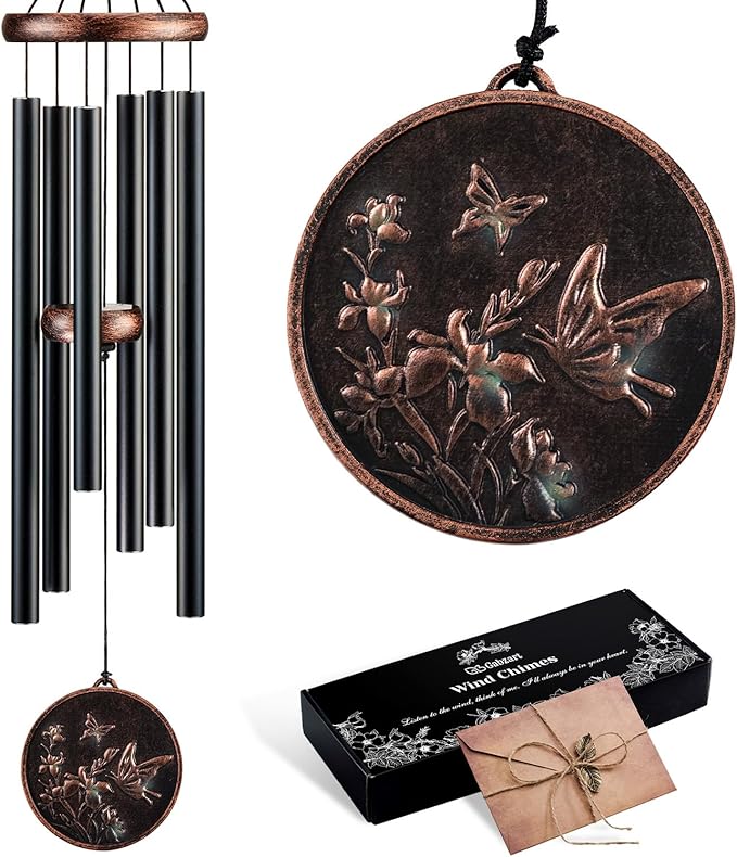 Wind Chimes for Outside, Vintage Butterfly Deep Tone Wind Chime Outdoor Clearance, Patio Porch Balcony Decoration, Garden Decor Birthday Gifts for Women Mom Grandma (34" Butterfly)
