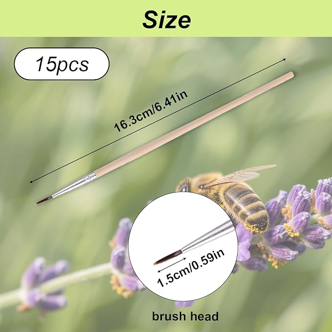 15pcs Pollination Brush, Wooden Plant Pollinating Brush Pollinator Brushes Tool for Increasing Fruit Yield Indoor Hydroponic Plants Greenhouse Garden