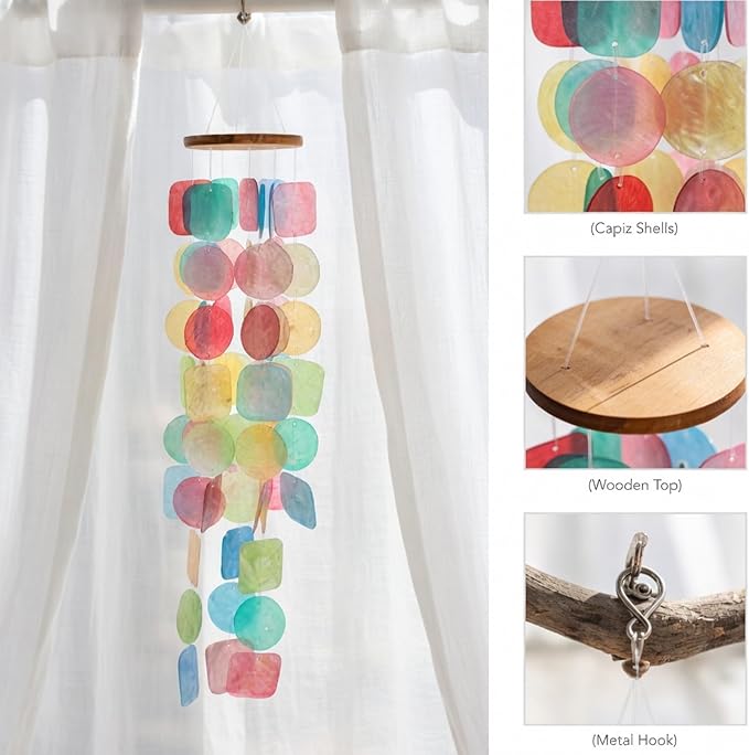 Solange & Frances Rainbow Wind Chimes for Outside - Spring Porch Decor Windchime Outdoors, Home Decor, Wind Chimes Garden Decor and Front Porch Decor. Unique Birthday Gifts