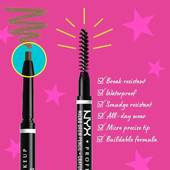 NYX PROFESSIONAL MAKEUP Micro Brow Pencil, Precise Eyebrow Pencil - Grey