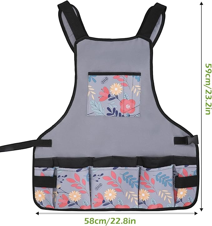 Laelr Garden Apron Oxford Cloth Work Apron With Pockets Adjustable Heavy Duty Tool Apron for Men & Women