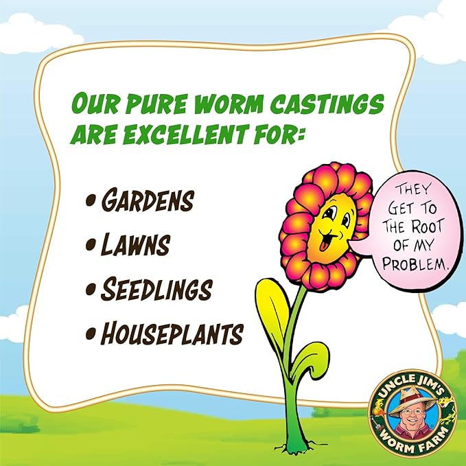 Uncle Jim's Worm Farm Black Gold Worm Castings Compost Fertilizer for Garden Soil | Red Wriggler Earthworm Casting Organic Fertilizer for Plants | Nutrient Rich Fertilizer Solutions | 4 lbs
