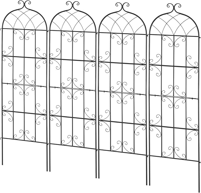 VEVOR 71 x 20 in, 4 Packs Rustproof Metal Garden Flower Trellis, Outdoor Climbing Rose & Cucumber Support, Decorative Clematis Trellis for Courtyards & Lawns