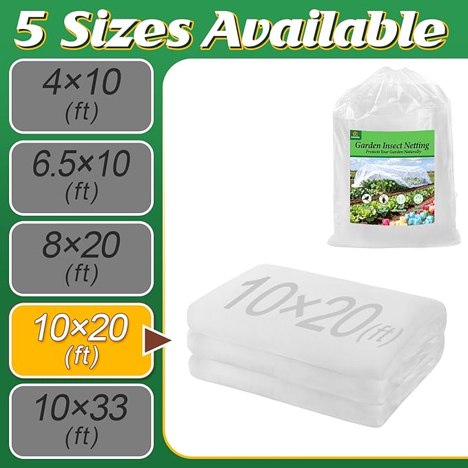 10x20ft Large Garden Netting - Ultra Fine Mesh Plant Covers to Keep Small Animals Pest Out, Bird Barrier for Protecting Vegetables Fruits Flowers Raised Beds (Without Support Pole)