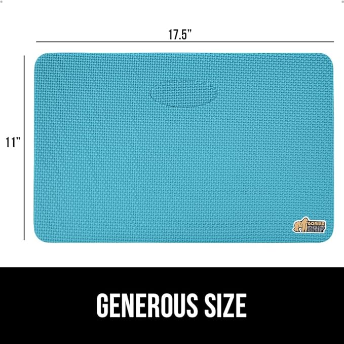 GORILLA GRIP Extra Thick Patent Pending Supportive Foam Kneeling Pad, Large Cushion Knee Pads for Gardening, Baby Bath, Dirt and Water Resistant, Workout and Garden Supplies, 17.5x11, Turquoise