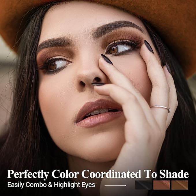 Neutral Eyeshadow Stick Makeup 6PCS Set, Metallic Shimmer Matte Cream Eye Shadow Eyeliner Brightener Pencil Crayon - BROWN CASHMERE