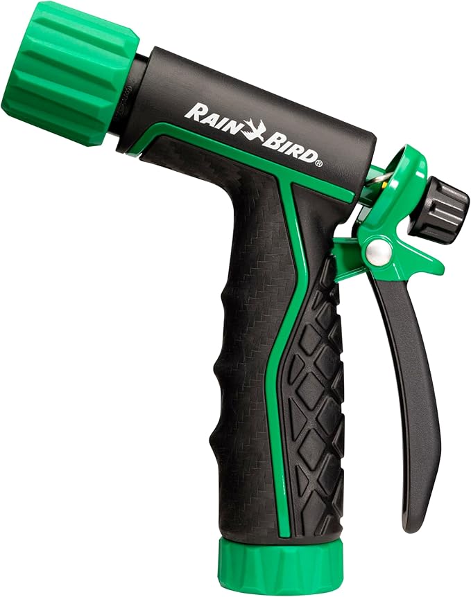 Rain Bird TRNZLADJRT Pistol Grip Rear Trigger Garden Hose Nozzle, Carbon Fiber Texture, Adjustable Spray Patterns