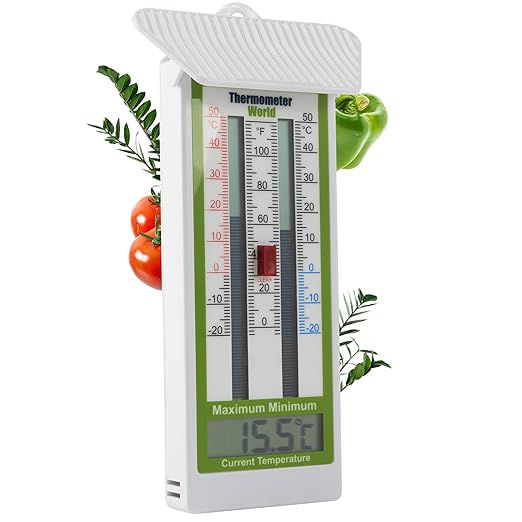 Digital Max Min Thermometer Classic Design - Wall Mounted Temperature Monitor for Garden, Greenhouse or Home