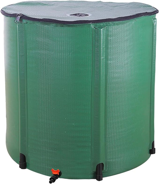 200 Gallon Collapsible Rain Barrel, Water Storage Tank, Portable Rainwater Collection System, Rain Catcher Barrel with Spigots and Overflow Kit, Rain Water Barrel Collector for Garden, Green
