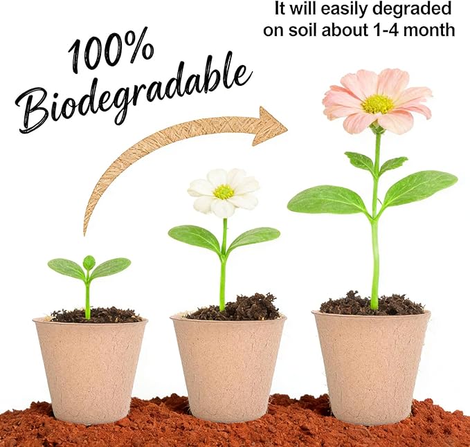 ROOUTEN 50-Pack 3.15 Inch Peat Pots for Seedling with 50 Pcs Plant Labels,Outdoor Garden Germination Nursery,Biodegradable Seed Starter Pot Kits