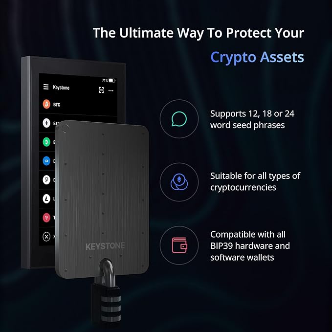 KEYSTONE Crypto Seed Storage, Crypto Steel Capsule Metal Wallet, Cold Storage Backup, 24 Words Bitcoin Key Phrase Storage, Steel Plate, Compatible with Ledger, Trezor, KeepKey (Keystone Tablet Plus)