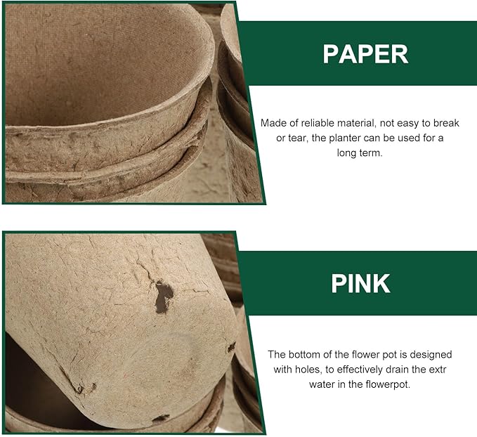 Homoyoyo Seed Starter Peat Pots, 50 Pcs Biodegradable Breed Pots with Plant Labels and Mini Garden Tools, Seed Starting with Drainage Holes for Seedlings, Herbs, Vegetables, Nursery Garden 3.1 Inch