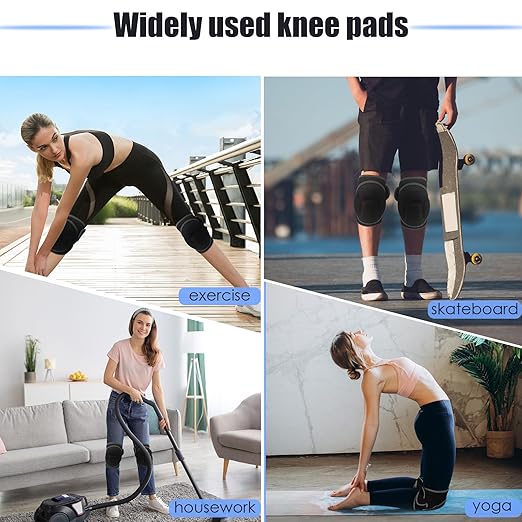 Knee Pads, Thick Sponge Anti-slip, Collision Avoidance Knee Pads, for Running, Mountaineering, House Working,Gardening Maintain (Black, Medium)