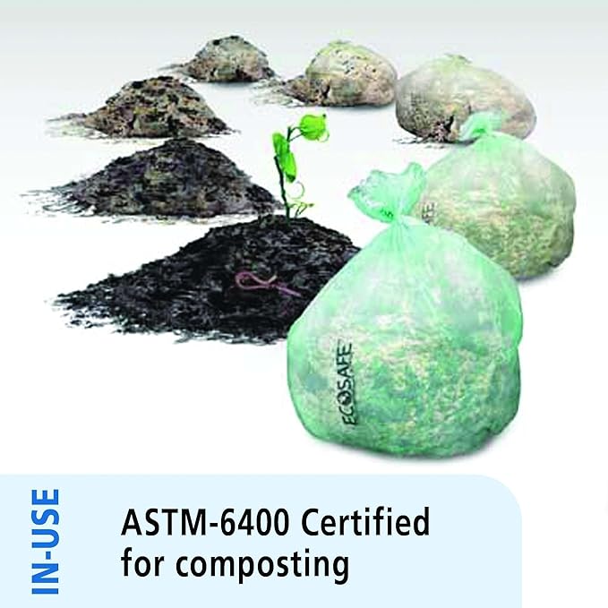 Stout by Envision Ecosafe-6400 Bags, 13 Gal, 0.85 Mil, 24" X 30", Green, 45/box