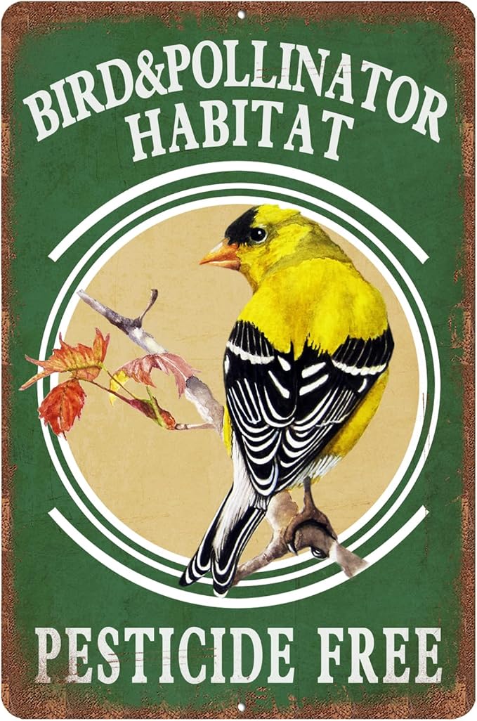 Vintage Garden Signs pesticide free bird & pollinator habital Retro Yard Metel Tin Signs outdoor Aluminium Wall Decor