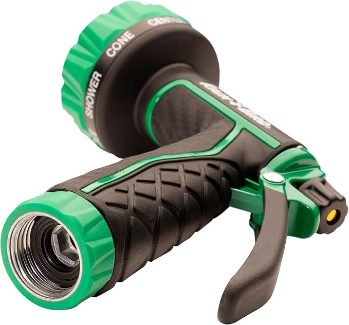 Rain Bird TRNZL8PRT Pistol Grip Rear Trigger Garden Hose Nozzle, Carbon Fiber Texture, 8 Spray Patterns