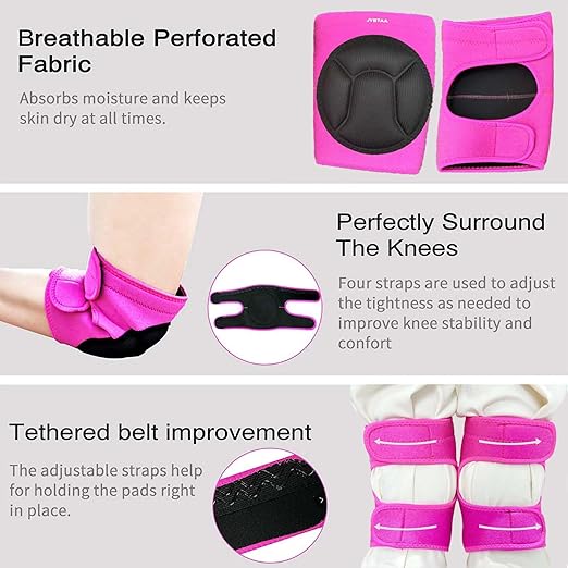 Women Knee Pads for Cleaning House Floors,Gardening Work,Carpet, Kneeling Kneepads with Soft Inner Liner, Adjustable knee pads Suitable for Adult and Elderly for Garden,Flooring Yard,Pink L, (1 Pair)