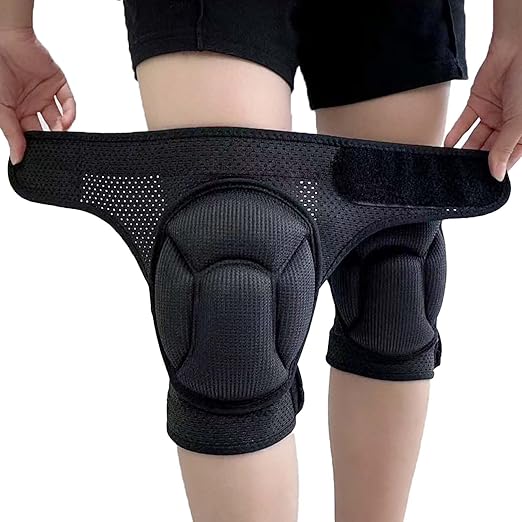 Garden Knee Pads for Women, Soft Foam Pads for Men Cleaning Work, Breathable Safety Knee Pads for Kneeling on Concrete Floors, Coushion Knee Pad for Gardener Cleaner Mechanics Carpenters Workers, Black L (1 pair)