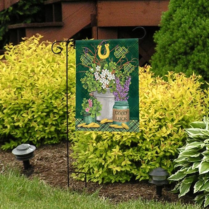 Briarwood Lane Lucky Potted Shamrocks St. Pat's Garden Flag