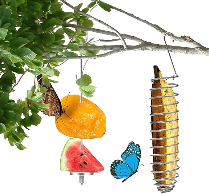 4Pcs Elegant Butterfly Banana Holder, Outdoor Banana Hammock, Hangable Butterfly Feeders Stand for Garden, Backyard
