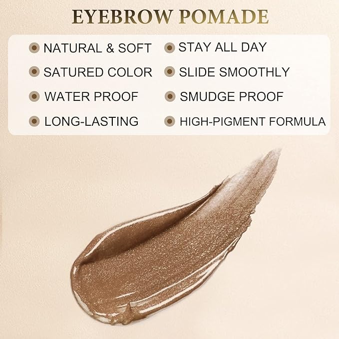 LAVONE Eyebrow Stamp Pencil Kit for Brows, Makeup Brow Stamp Trio Kit with Waterproof Pencil, Eyeliner, Pomade, and Dual-ended Brush - Taupe