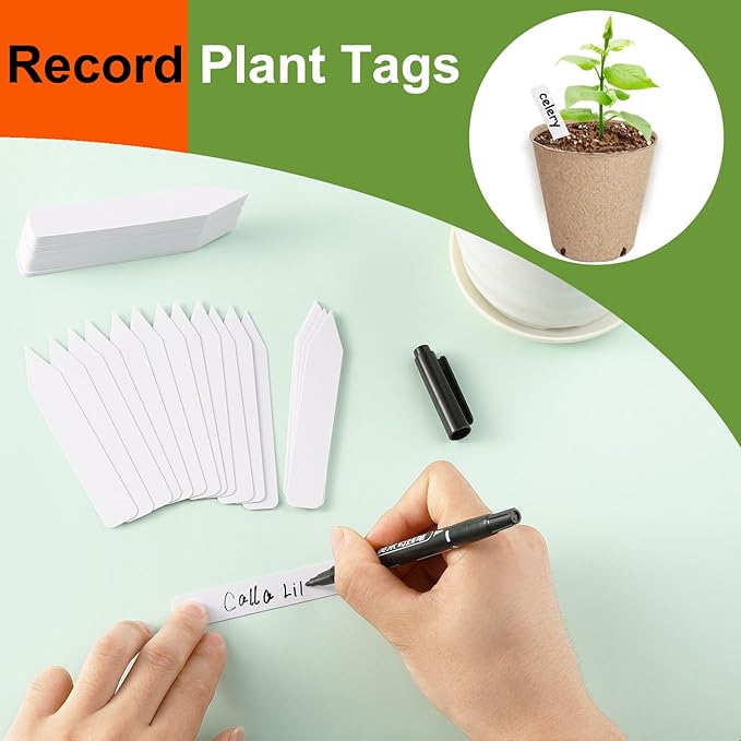 132 Pack Organic Peat Pots, 4 Inch Plant Starter Round Nursery Pot with Drainage Holes, Seedling Nursery Box, Seed Starting Tray, Bulk Garden Germination Paper Pulp Container with 132 Plant Labels