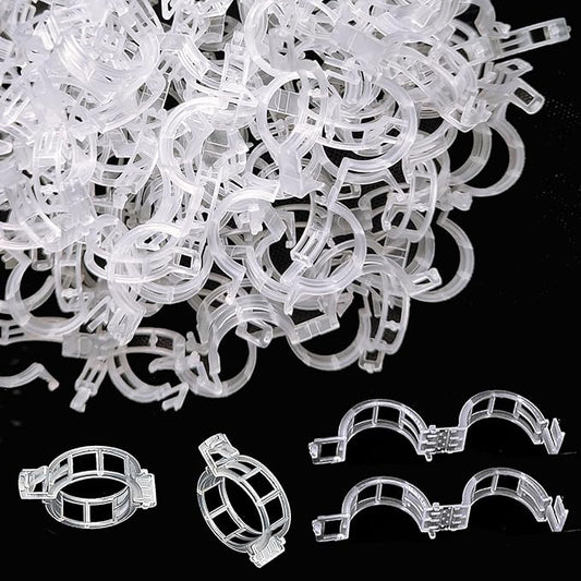 150pcs Plant Support Clips - Tomato Clips for String Trellis, Grape Vine Clips for Garden Netting Climbing Plants, Secured Plastic Plant Clip for Fixing Stem and Vine