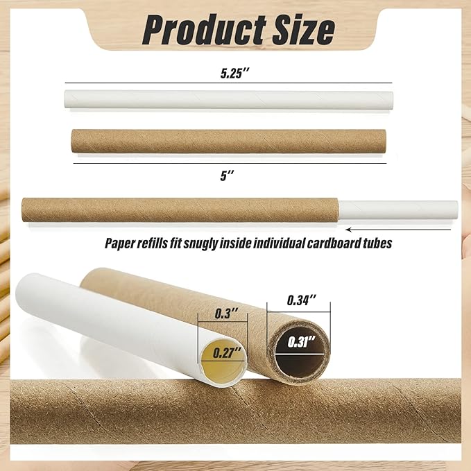 Lewtemi 120 Pcs Mason Bee House Tube Refill Cardboard Bee Tube Paper Mason Beekeeper Cardboard Insert Beekeeping Supplies for Solitary Beehive House Garden Pollinator Nest