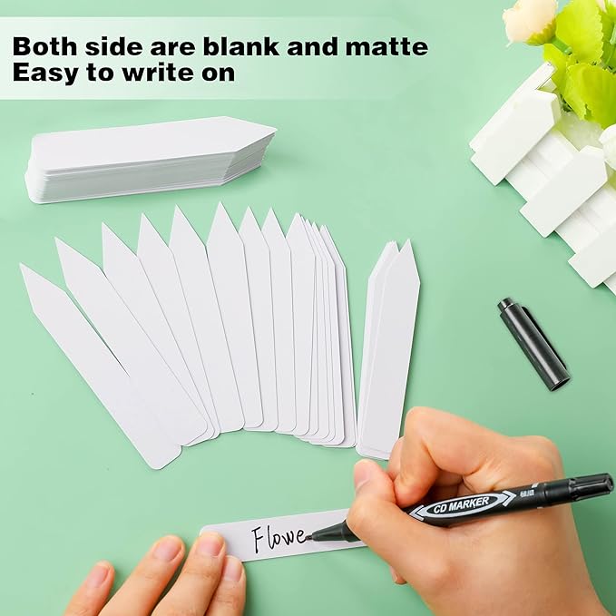 Plant Labels 4 Inch 300Pcs Plastic Plant Name Tags for Seedlings Garden Labels Markers Nursery Plant Tags Seed Labels Plant Label Stakes with Permanet Marking Pen Plant Markers for Outdoor Garden