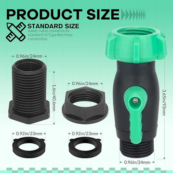 Rain Barrel Spigot Kit 2 Pack High Flow, 3/4" GHT Heavy Duty Plastic Water Barrel Spigot Kit with Bulkhead Fitting, Water Rain Barrel Diverter Kit for Outdoor Plastic Bucket (180 degrees)