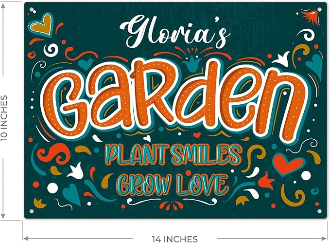 Custom Garden Signs, Personalized Sign For Garden, Mom, Her Or Girlfriend Sign, 10x14 Inches, Rust Free .040 Aluminum, Fade Resistant, Made in USA by Sigo Signs