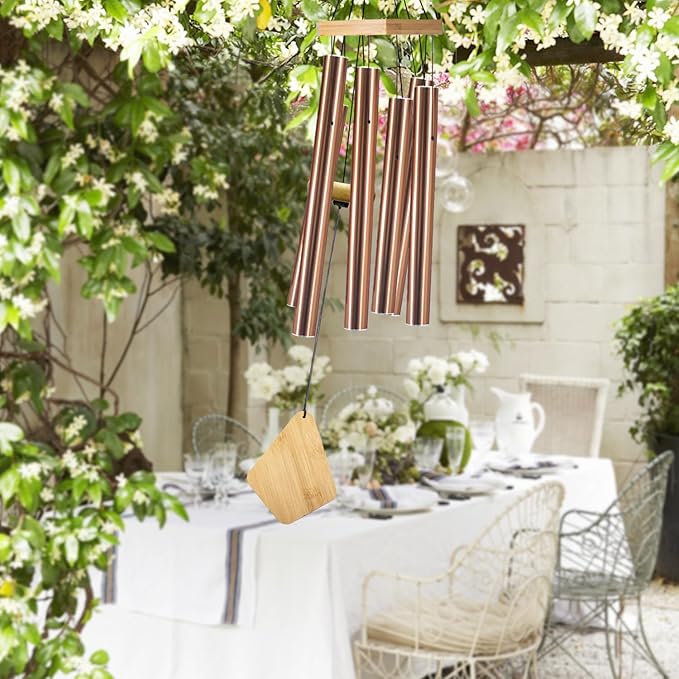 Wind Chimes Outdoor Deep Tone, Wind Chime for Outside, Memorial WindChimes with Hook as Gifts for Mother's Day/Housewarming/Christmas, Patio, Garden, Yard, Home Décor, Copper