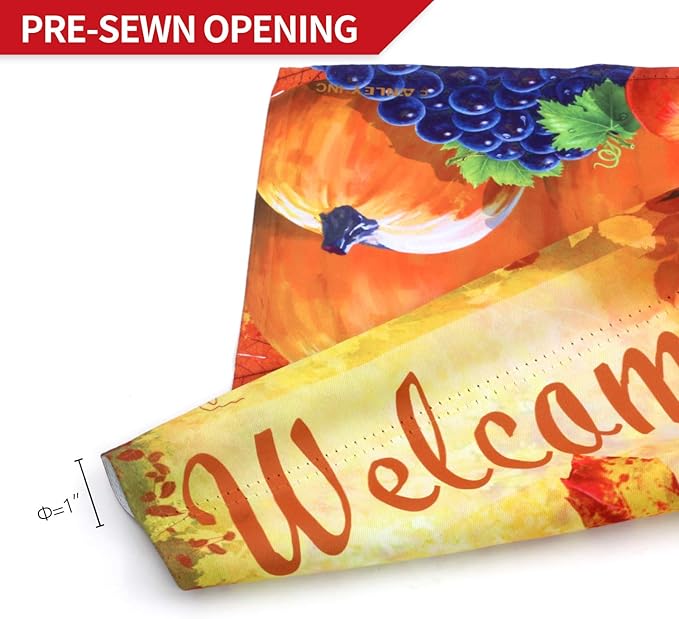 Anley Garden Flag Pumpkin in Cornucopia - Decorative Autumn Welcome Garden Flags - Double Sided & Weather Resistant & Double Stitched - 18 X 12.5 Inches