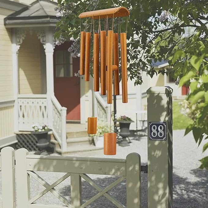 Windchimes Outdoors, Memorial Wind Chimes, Bamboo Wind Chimes for Outside Clearance Deep Tone for Patio Garden Home Décor, Natural Beautiful Sound