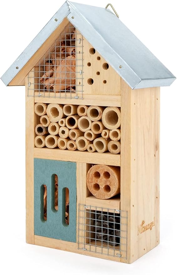 Niteangel Natural Wooden Insect Hotel, Garden Insect House for Ladybugs, lacewings, Butterfly, Bee, Bug