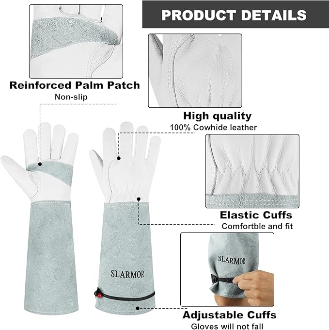 Long-Gardening-Gloves Women/Men-Thorn proof Rose Pruning Heavy Duty Gauntlet-L