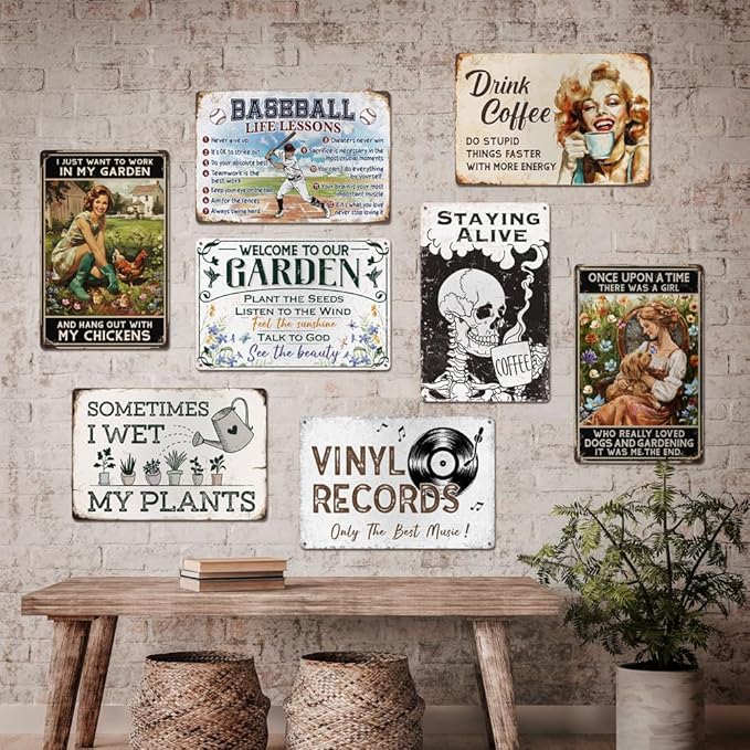 Funny Garden Decor Metal Signs - Gardening Gifts for Women - 12"x8"