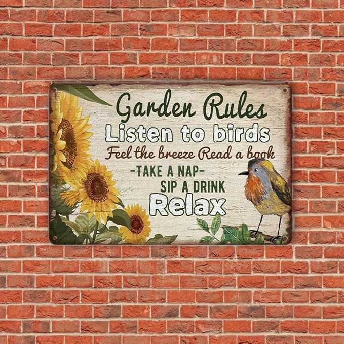 Retro Garden Rules Sign Vintage Garden Metal Signs Patio Wall Decor Outdoor Yard Signs For Home Porch Patio Gardening Shed Decorations 8 X 12 Inch