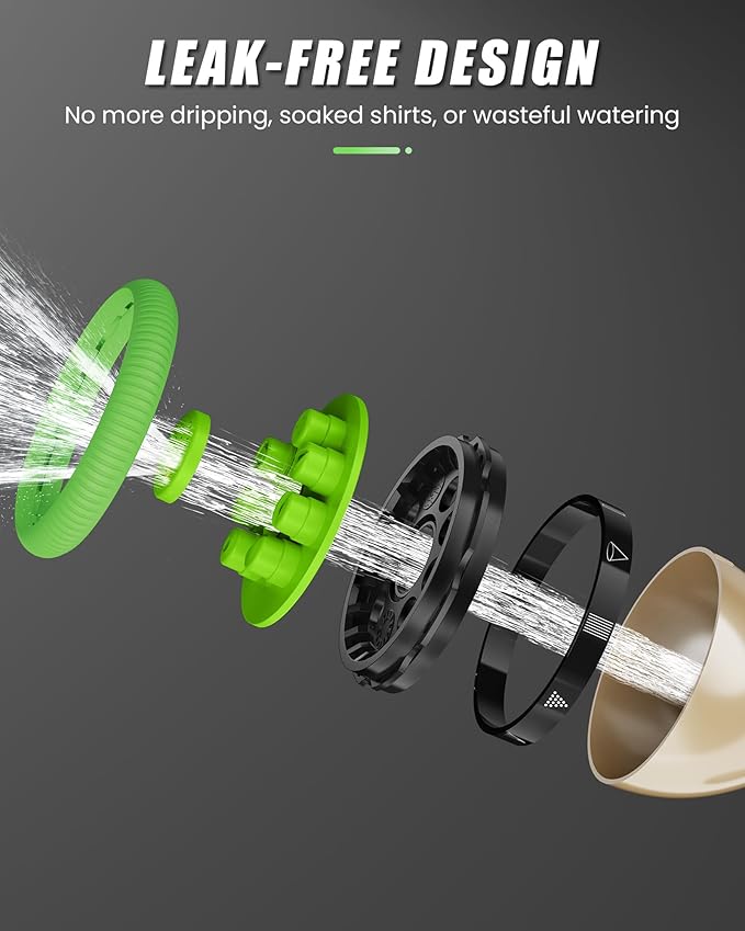 RAINPOINT Garden Hose Nozzle, Heavy Duty Metal Hose Sprayer Nozzle, 9 Adjustable Spray Patterns, High Pressure Hose Sprayer for Watering Plants, Lawns, Car and Pet Washing (Green)