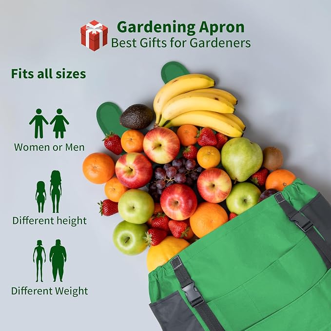 Garden Harvest Apron, Gardening Apron with Bottom Release Pocket for Women and Men, Gardening Gift for Gardeners