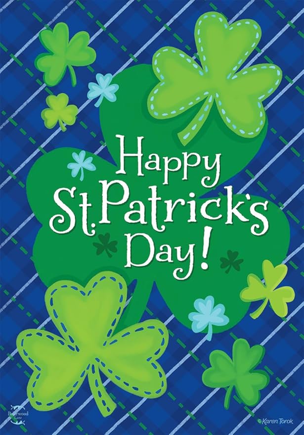 Happy Shamrocks St. Patrick's Day Garden Flag 18" x 12.5" Briarwood Lane
