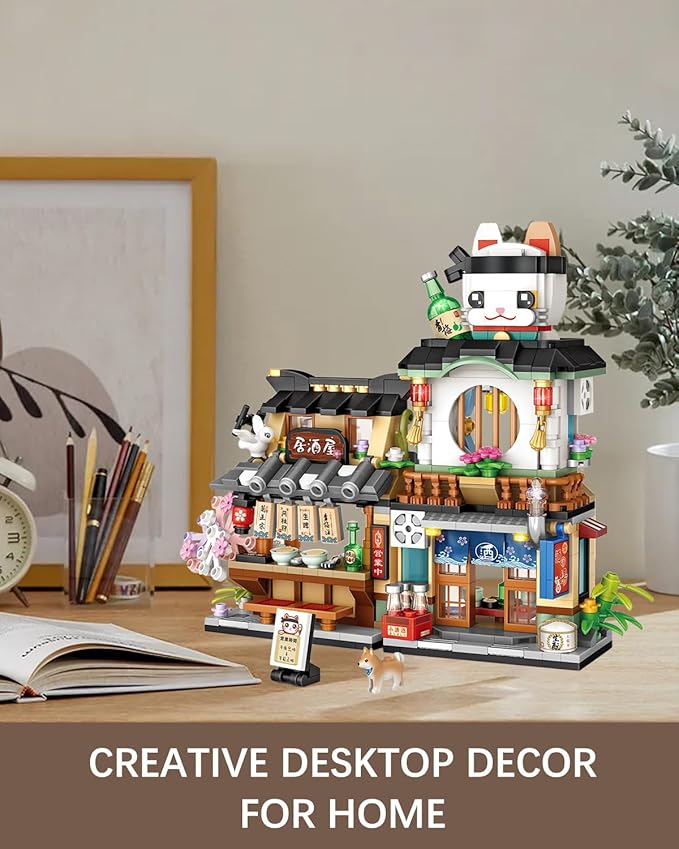 Japanese City Street View Izakaya Shop, MOC Creative Mini Building Blocks House Set 789 pcs, Simulation Architecture Construction Toy, Gifts Idea for Kids Adults (1232)
