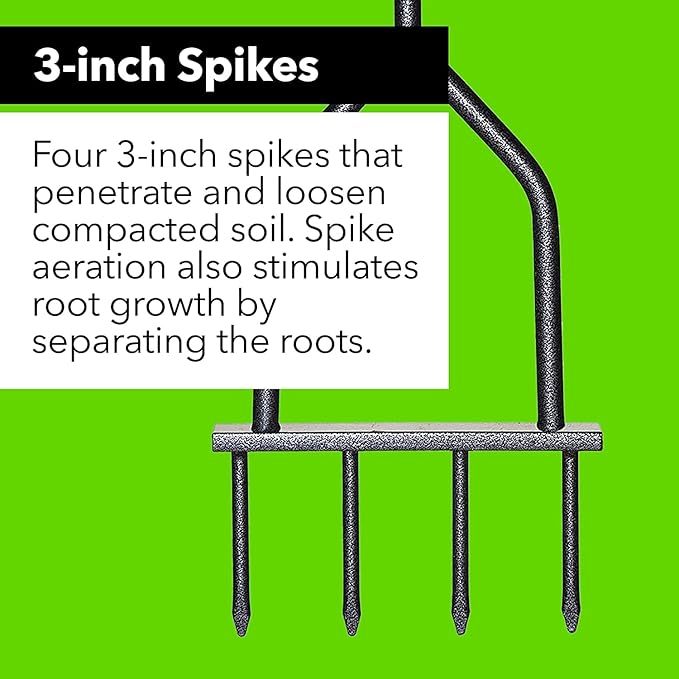 Yard Butler Spike Grass Aerator, IM-7C - Lawn Care Tool for Aerating - Long-Handled - Power-Coated Steel Construction - Comfortable Cushioned Handles Garden Tool - Easy to Use