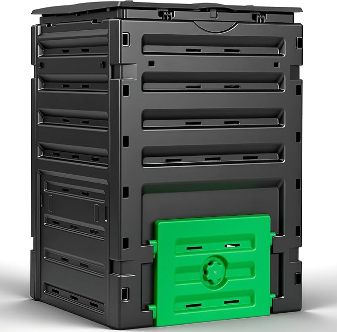 F2C Compost Bin Outdoor Composter BPA Free Material -120 Gallon (450L) Large Compost Bin Aerating Outdoor Compost Box Easy Assembling, Lightweight, Fast Creation of Fertile Soil, Black