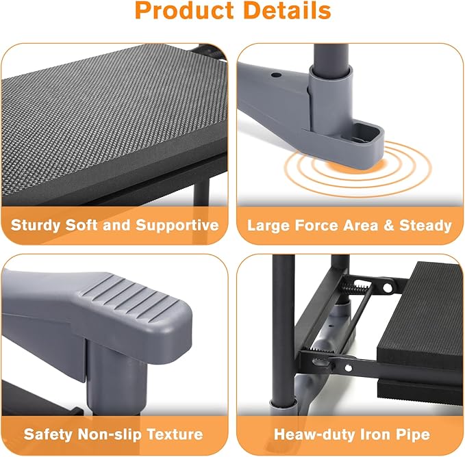 Garden Kneeler and Seat, Extra Wide Thick EVA Pad, Heavy Duty Foldable Garden Bench Holds 350lbs, Ergonomic Kneeling Stool with Garden Tool Pouches, Gardening Gifts for Women, Men & Seniors