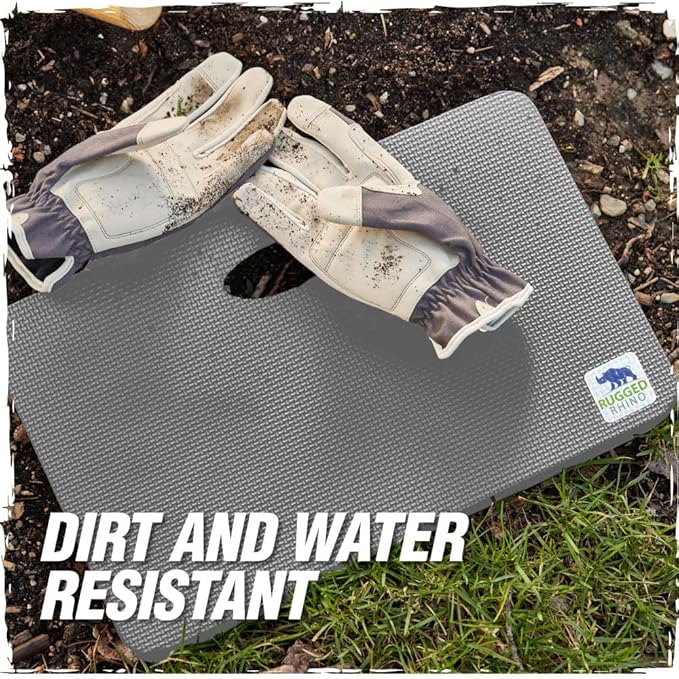 RUGGED RHINO Heavy Duty Patent Pending Kneeling Pad, 2 PK, Shock Absorbent Thick Knee Pads, Holds Up to 300 lbs, Protect Knees from Hard Concrete Surfaces, For Mechanics, Gardening, Gym, Slate Gray