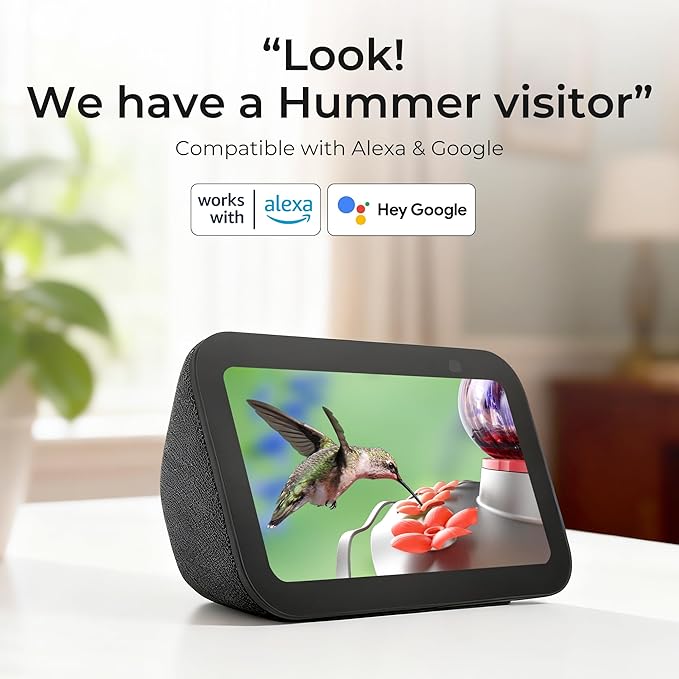 TT Nature Glass Smart Hummingbird Feeder with Camera Solar Powered 2K- AI Identify & Water Detection, Instant Notification, Leakproof & Ant Moat, Compatible with Alexa & Google Assistant