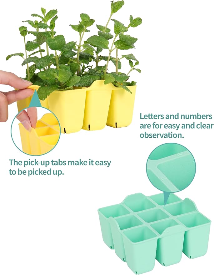 16 Packs Silicone Seed Starter Trays, Colorful Seedling Starter Trays Fit Up to 10''20" Planting Tray, 4 XL Cell Indoor Reusable Seedling Grow Trays for Vegetable, Flowers, Herb