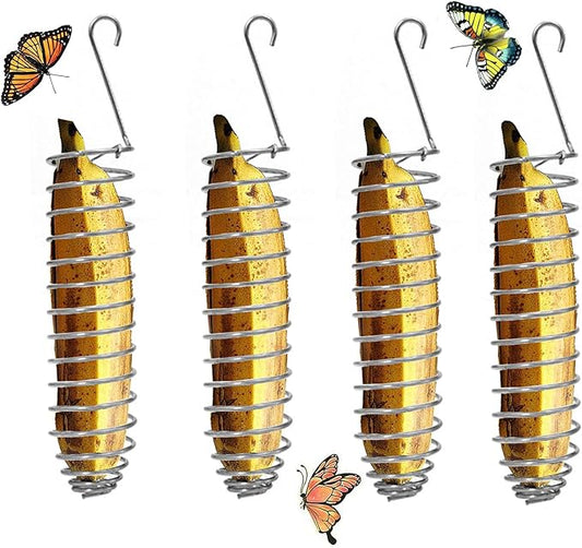 4Pcs Butterfly Banana Holder for Outside, Outdoor Banana Hammock, Hangable Butterfly Feeders Stand for Garden, Backyard